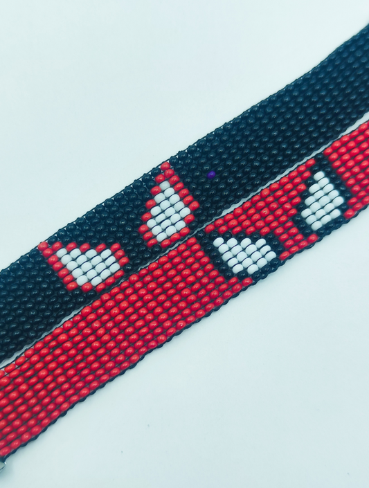 Superhero Beaded Wristbands - Red and Black Spider-Hero Loomed Jewelry - BOGO Handmade Gift for Couples or Friends