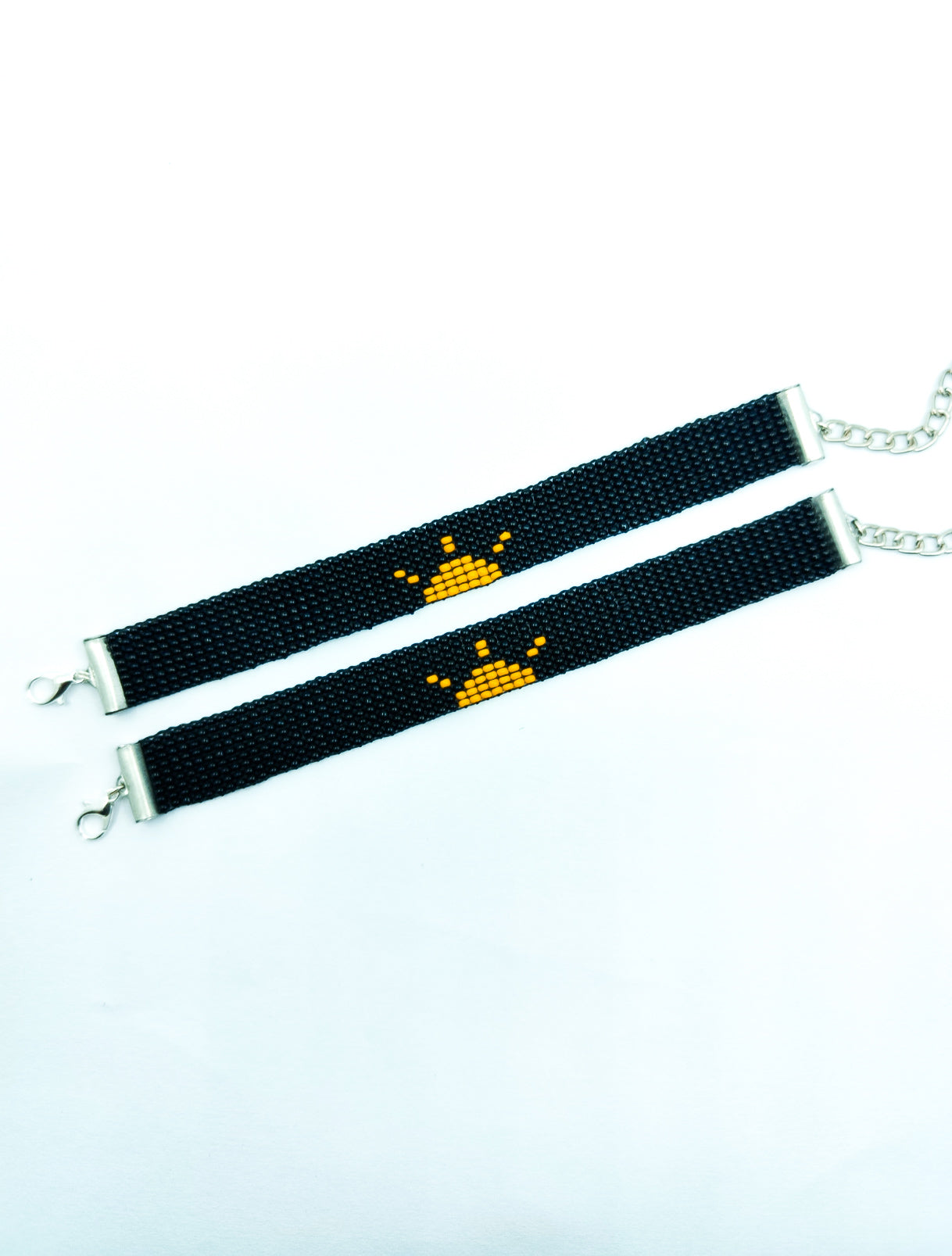 Handmade Couple Beaded Bracelets Set – Matching Sun & Horizon Adjustable Black Seed Bead Wristbands, Romantic Long Distance Relationship Connection Jewelry Gift for couple