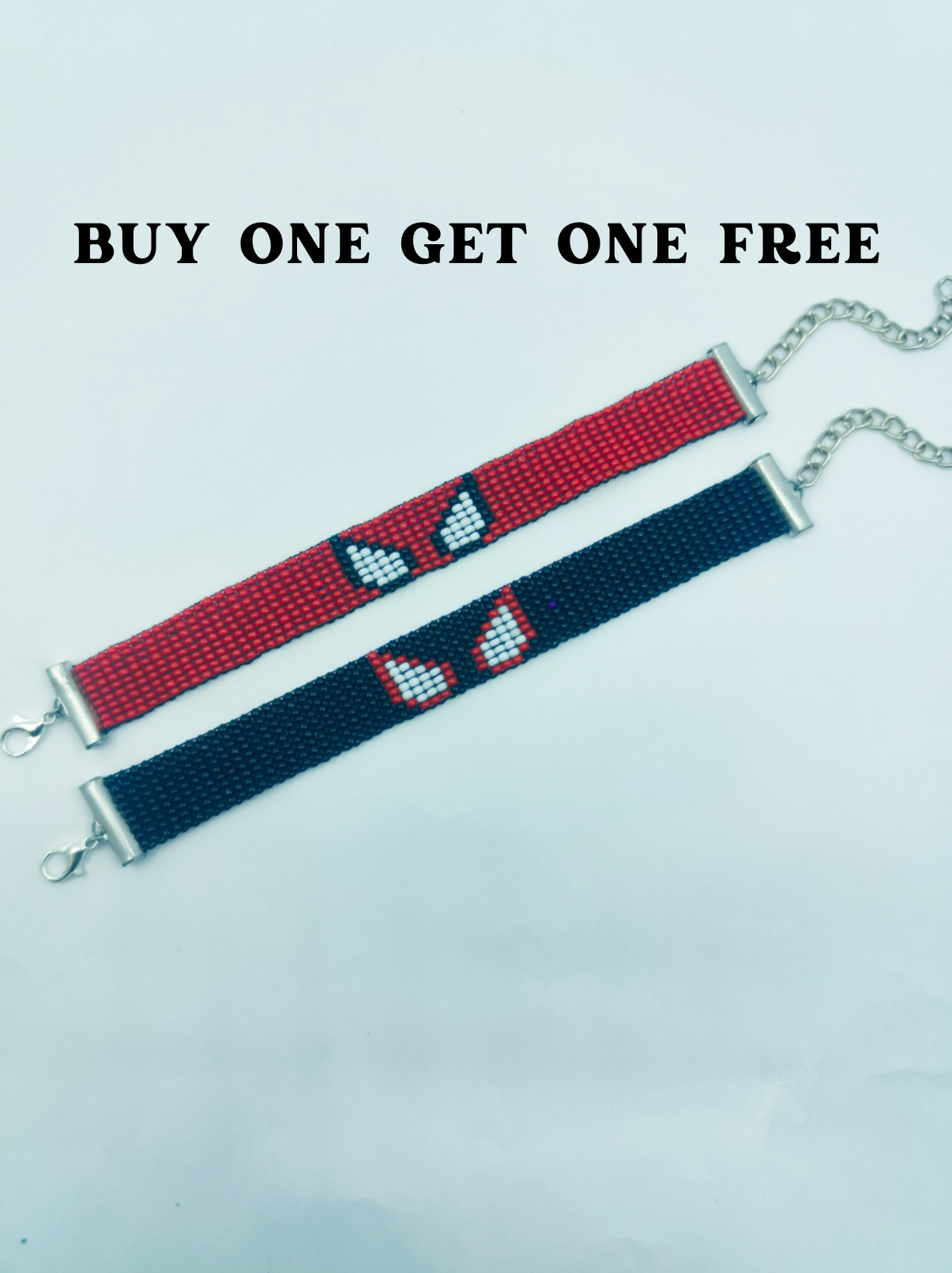 Superhero Beaded Wristbands - Red and Black Spider-Hero Loomed Jewelry - BOGO Handmade Gift for Couples or Friends