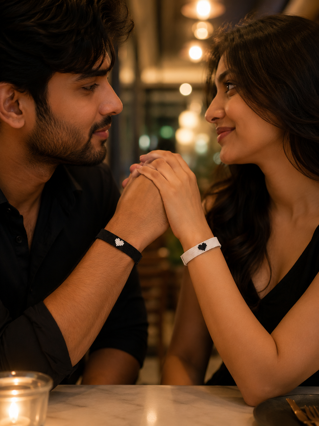Handcrafted Heart Motif Matching Couple Bracelets – His & Hers Set