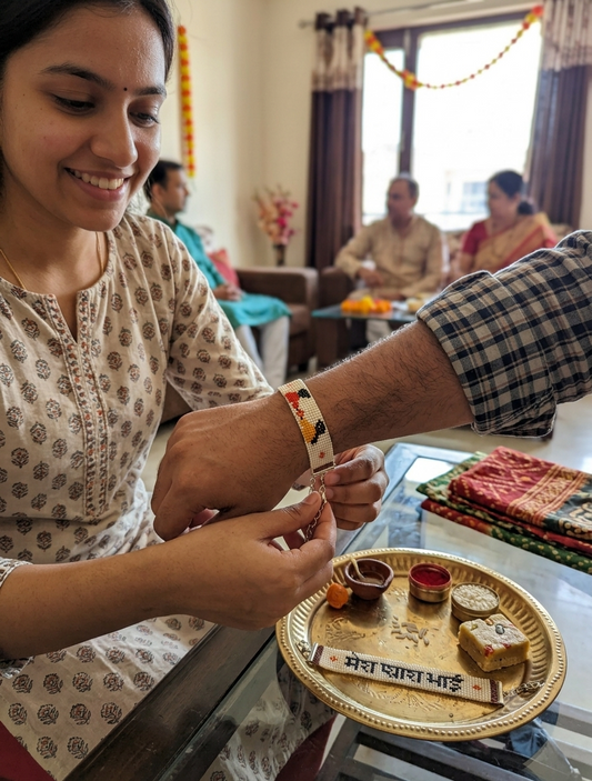 Handcrafted Sister & Brother Rakhi Story Bracelet | Handmade Loom Beaded Rakhi for Brother