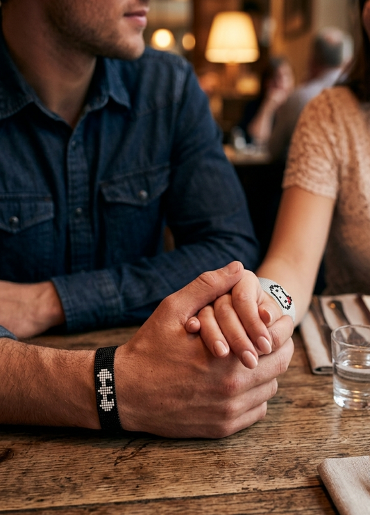 Beautiful Handmade Couple Bead Bracelets Set of 2 / Matching Love Wristbands for Men & WomenBeautiful Handmade Couple Bead Bracelets Set of 2 / Matching Love Wristbands for Men & Women
