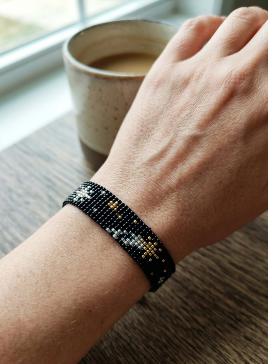"Stargazer" Hand-Woven Celestial Bead Bracelet