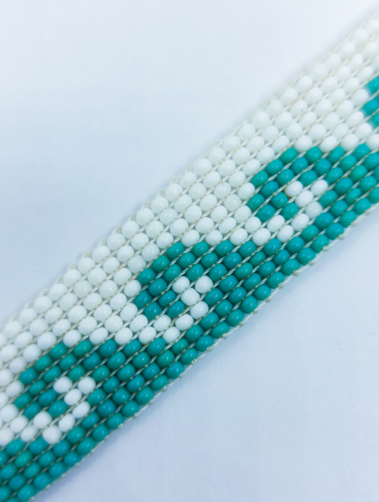 Ocean Wave Beaded Bracelet – Teal & White Surf Style
