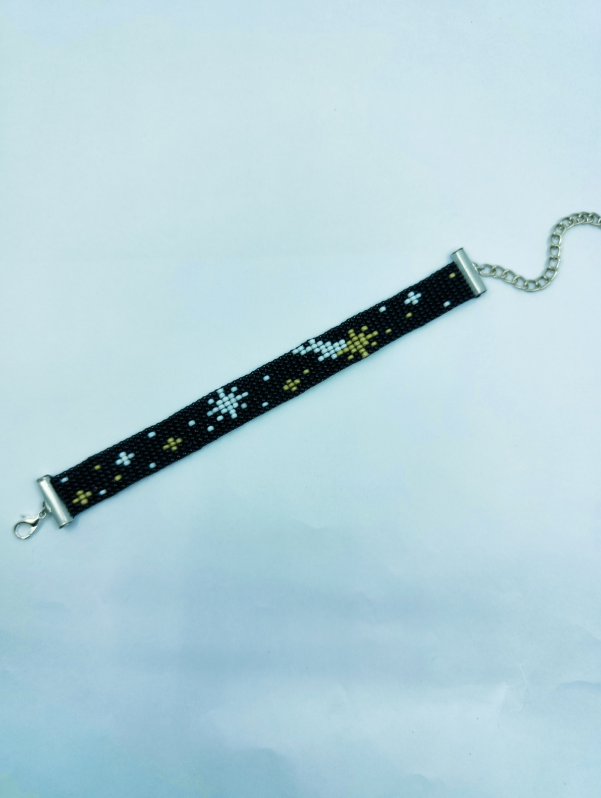 "Midnight Galaxy" Handcrafted Starry Night Seed Bead Bracelet
