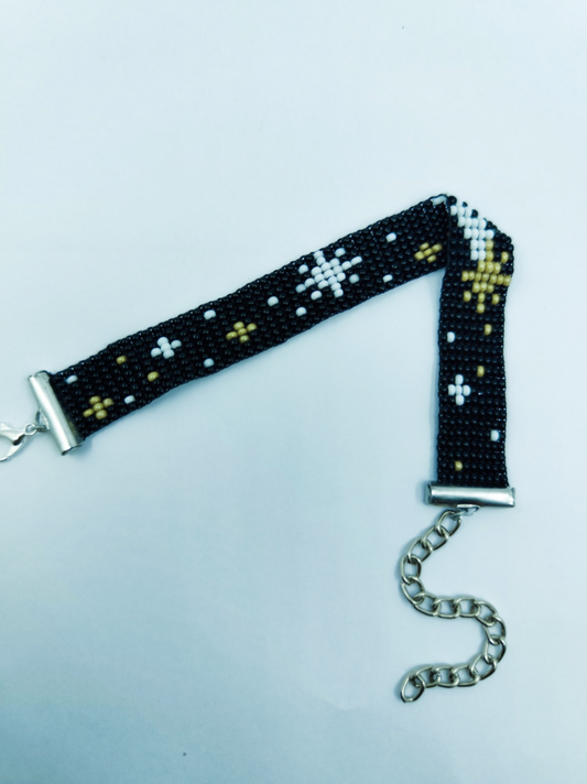 "Midnight Galaxy" Handcrafted Starry Night Seed Bead Bracelet