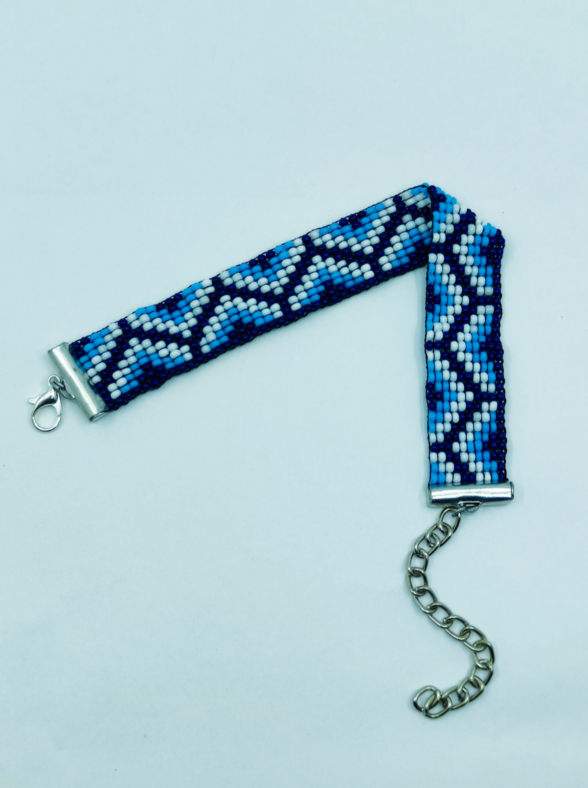 Handmade Blue "Nazar Rakshak" Seed Bead Bracelet – Protective Inspired Geometric Design – Adjustable Boho Wristband for Luck &amp; Style