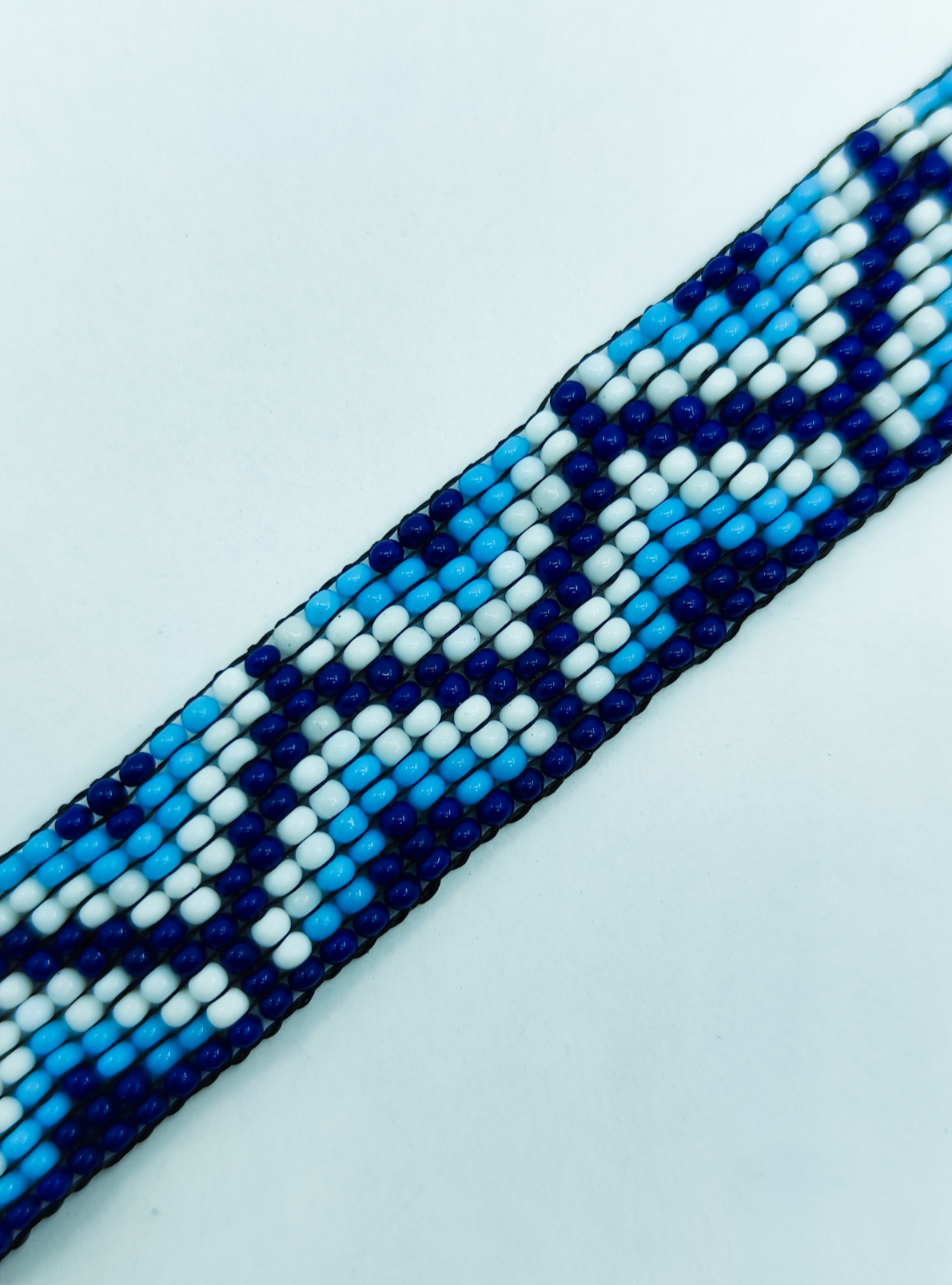 Handmade Blue "Nazar Rakshak" Seed Bead Bracelet – Protective Inspired Geometric Design – Adjustable Boho Wristband for Luck &amp; Style