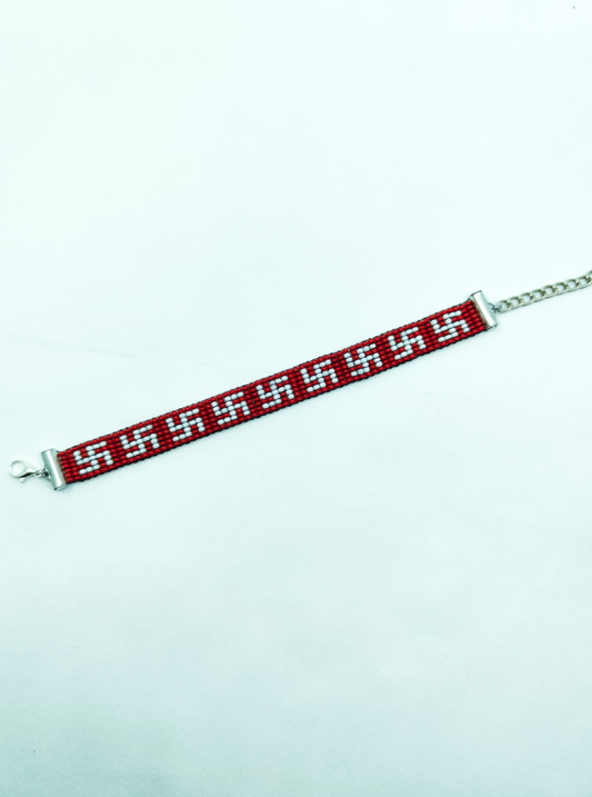 Sacred Swastika Handcrafted Seed Bead Bracelet