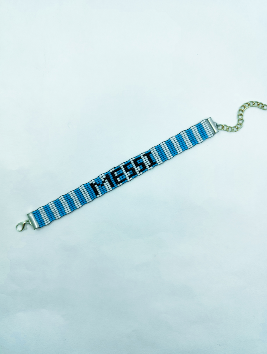 Handmade MESSI Argentina Beaded Bracelet | Leo Messi Football Fan Wristband