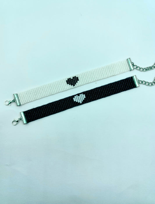 Handcrafted Heart Motif Matching Couple Bracelets – His & Hers Set
