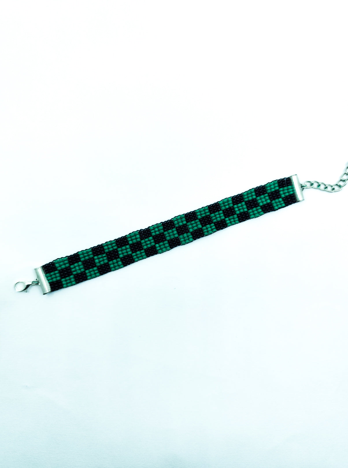 Handcrafted Tanjiro Checkerboard Beaded Bracelet – Demon Slayer Inspired Unisex Anime Wristband