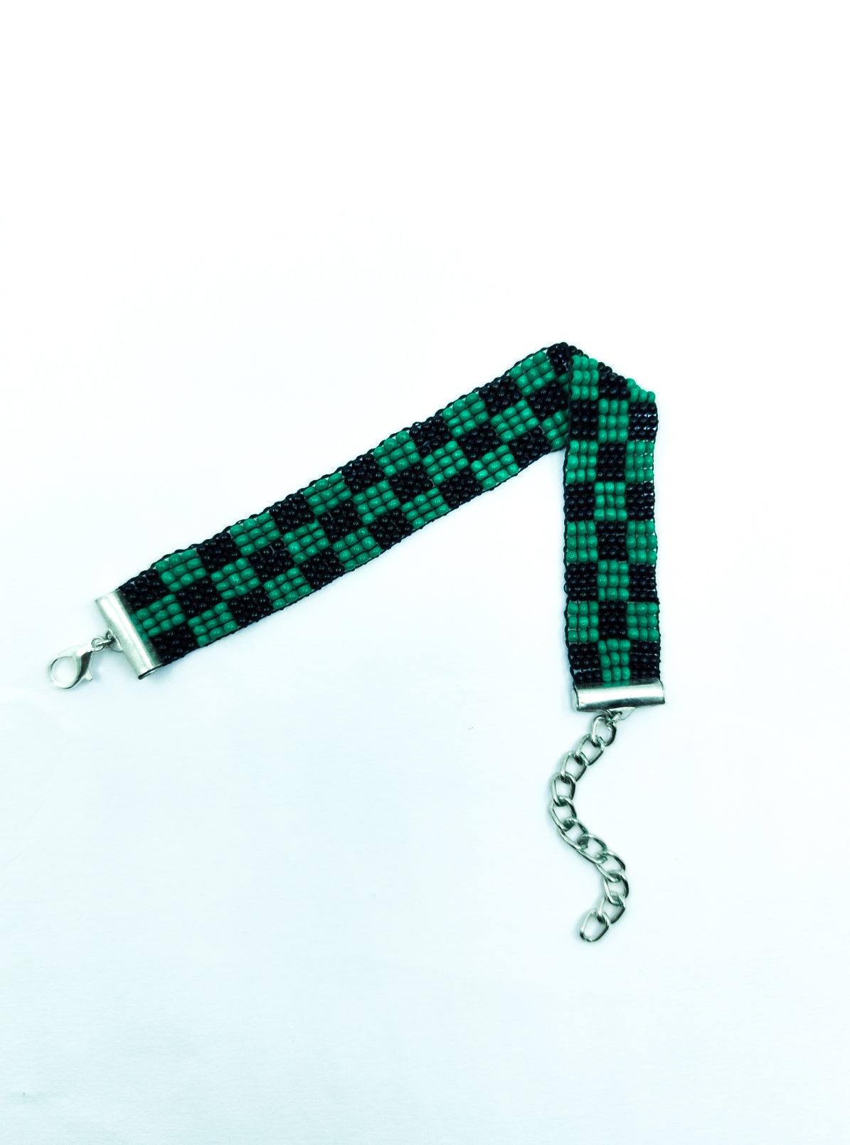 Handcrafted Tanjiro Checkerboard Beaded Bracelet – Demon Slayer Inspired Unisex Anime Wristband