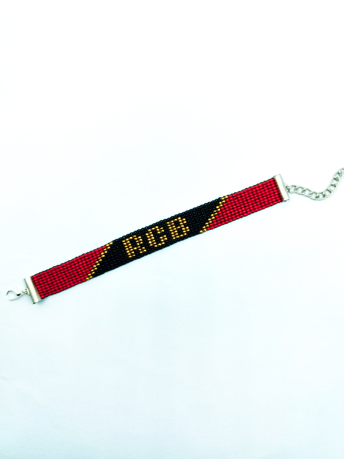 Handmade RCB Cricket Fan Beaded Bracelet – Adjustable Red, Black & Gold Seed Bead Team Wristband, Royal Challengers Bengaluru Fan Merchandise Gift for Men, Women, Teens