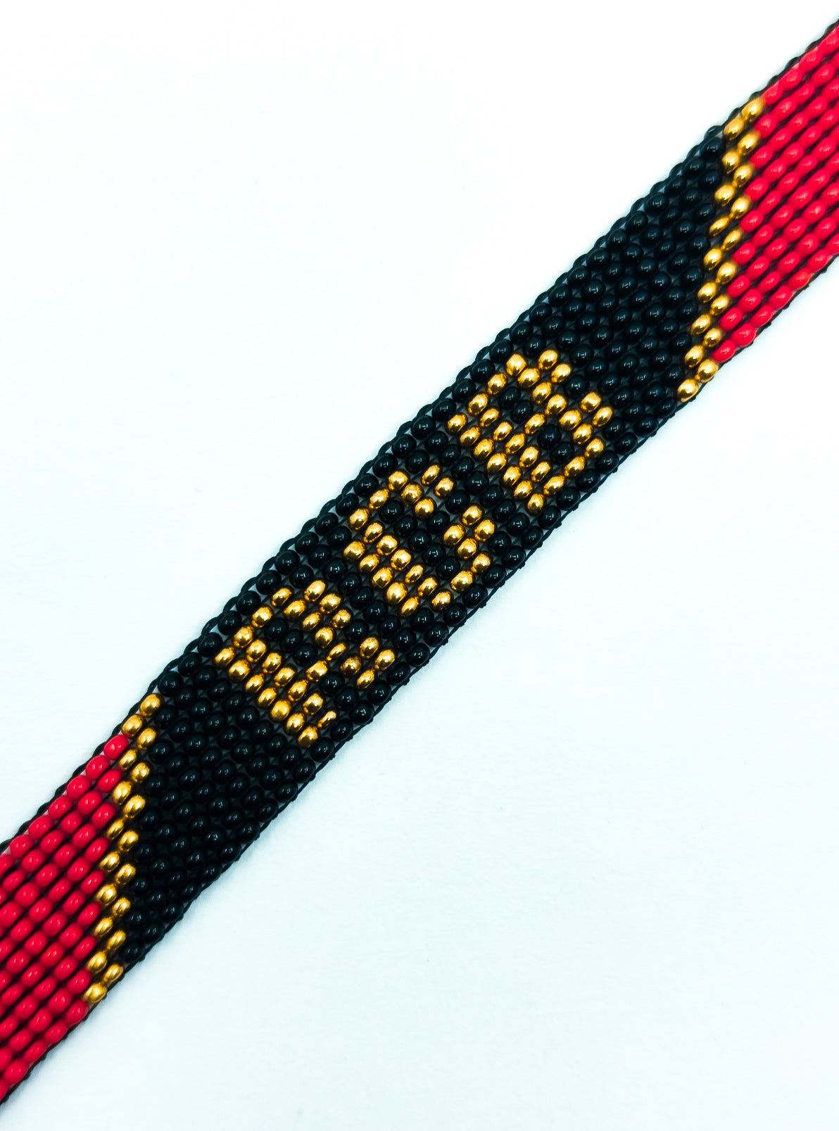 Handmade RCB Cricket Fan Beaded Bracelet – Adjustable Red, Black & Gold Seed Bead Team Wristband, Royal Challengers Bengaluru Fan Merchandise Gift for Men, Women, Teens