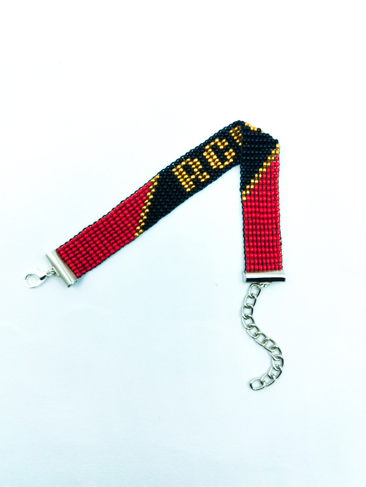 Handmade RCB Cricket Fan Beaded Bracelet – Adjustable Red, Black & Gold Seed Bead Team Wristband, Royal Challengers Bengaluru Fan Merchandise Gift for Men, Women, Teens