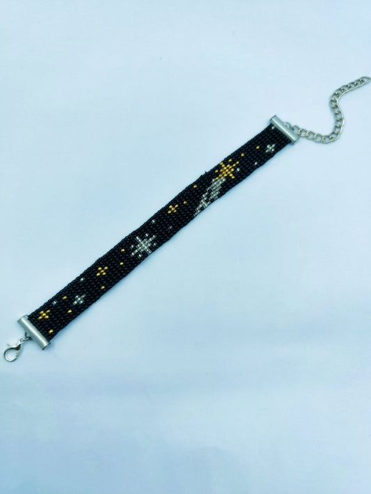 "Stargazer" Hand-Woven Celestial Bead Bracelet